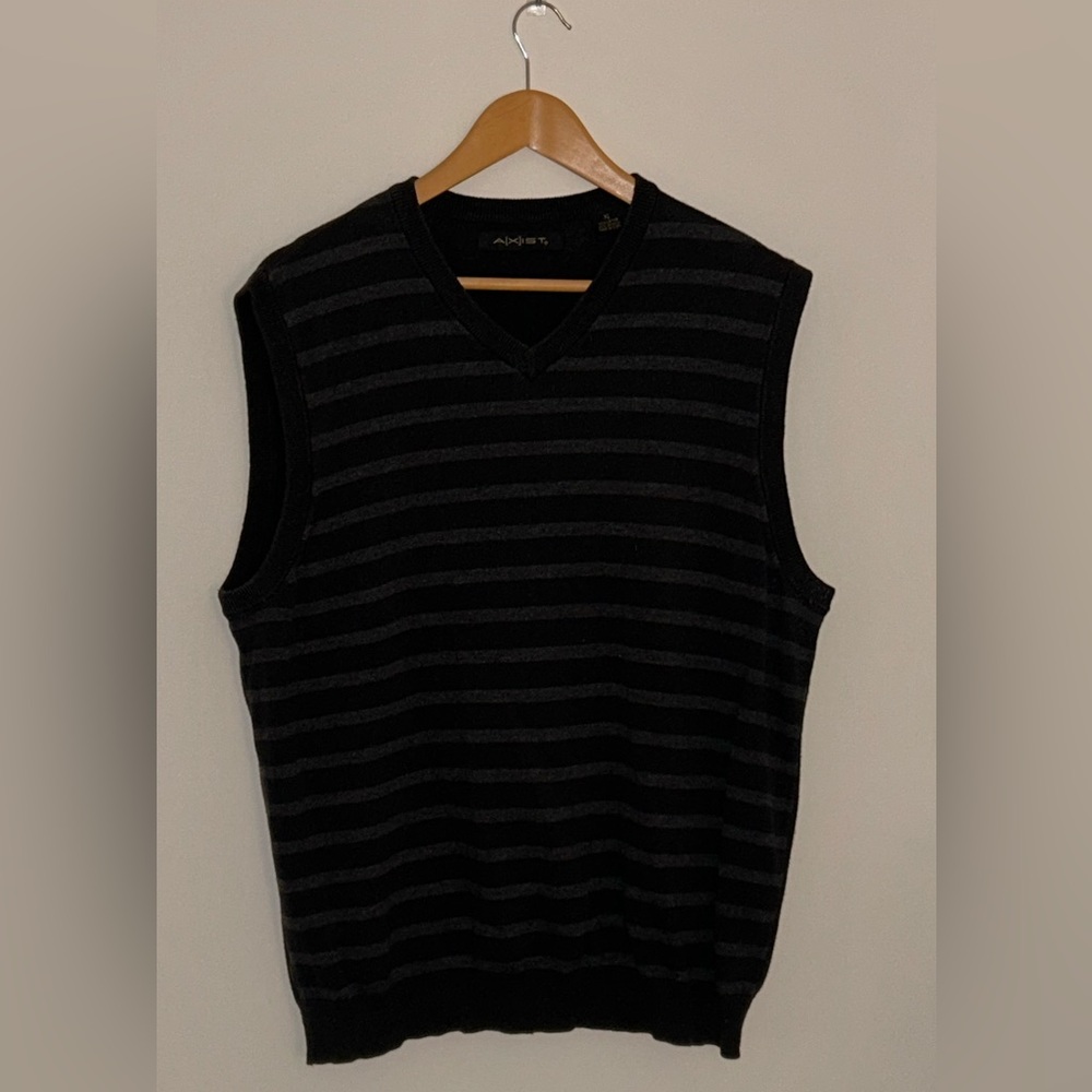 Axist Black & Gray Stripped Sweater Vest